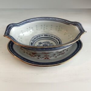 China Porcelain Blue Red and Gold Gravy Bowl